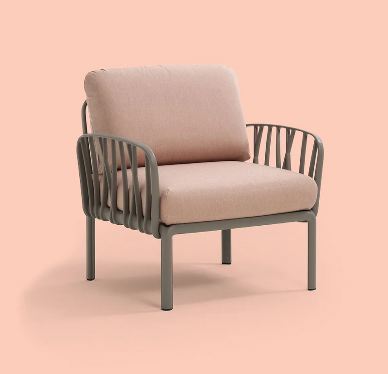 Load image into Gallery viewer, Nardi Komodo outdoor modular armchair by Custom Wood Designs, featuring teak wood frame and plush cushions for outdoor seating.
