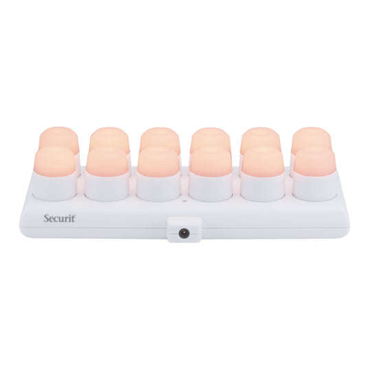 Securit Lighting Set - Amsterdam Rechargeable Tea Lights RGB + Warm White (6 Sets of 12) + 4 Replacement Tea Lights