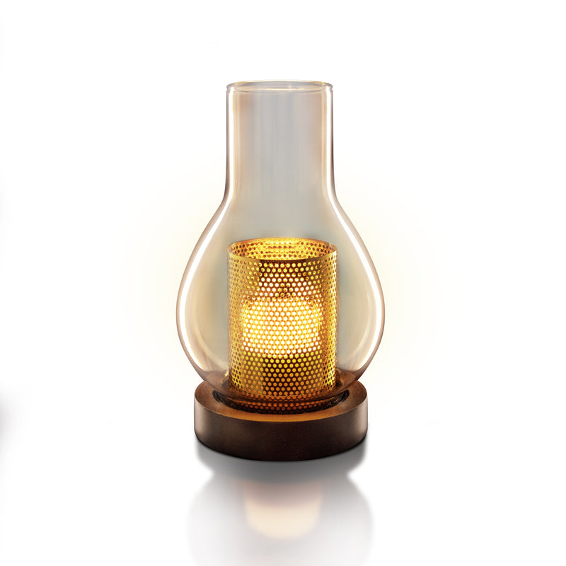 Load image into Gallery viewer, Securit Lighting - Glass Tealight Holder Lantern - Transparent &amp; Wood
