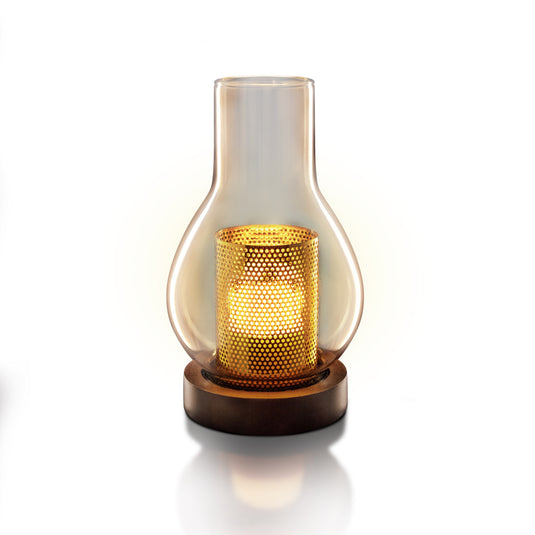 Securit Lighting - Glass Tealight Holder Lantern - Transparent & Wood