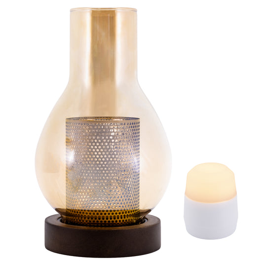 Securit Lighting - Glass Tealight Holder Lantern - Transparent & Wood