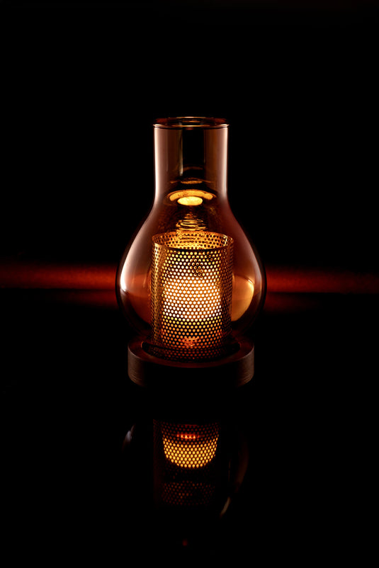 Securit Lighting - Glass Tealight Holder Lantern - Transparent & Wood