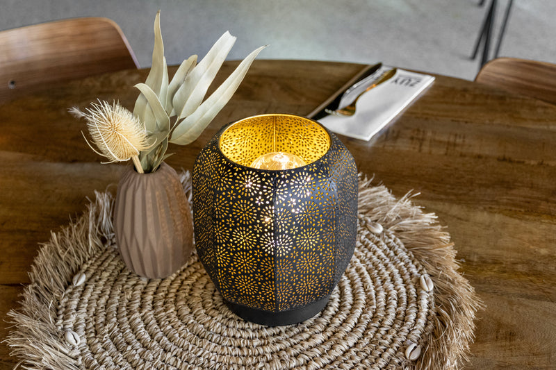 Load image into Gallery viewer, Securit Lighting Set - Marrakech Table Lamps Black &amp; Gold (Pack of 6) + 10-Port Multicharger - in use
