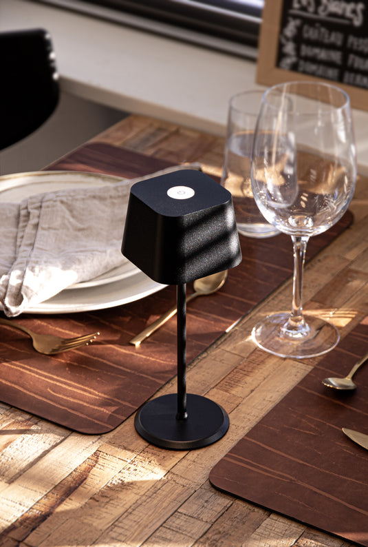Securit Lighting - Wireless Table Lamp Malta in Black - Pack of 8 – in use