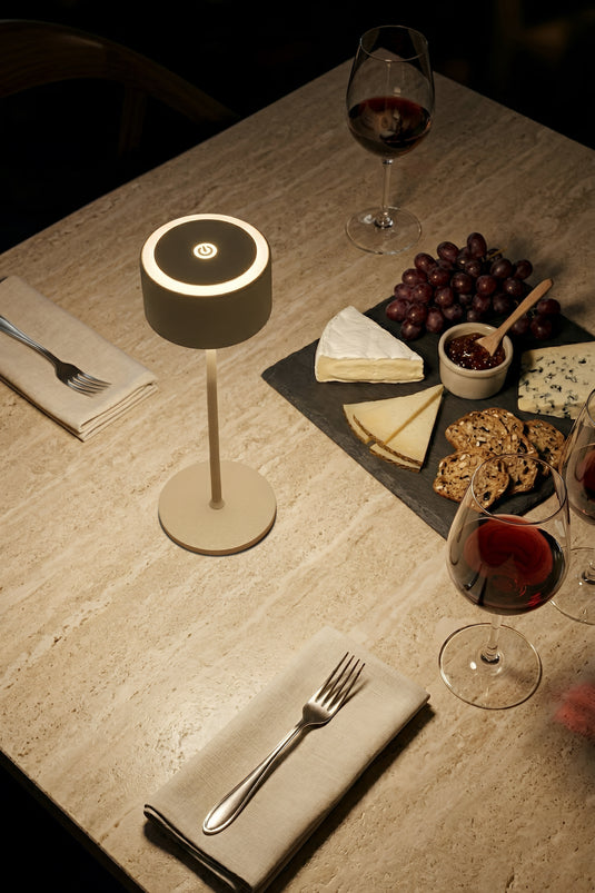Securit Lighting - Signature Dimmable LED Table Lamp in Sand - Pack of 10 – in use