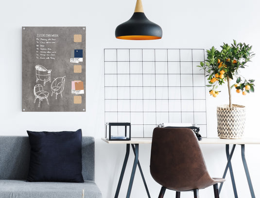 Securit Wall Board - Living Wall Cork/Chalk - Grey 58x38x1,5cm - in use