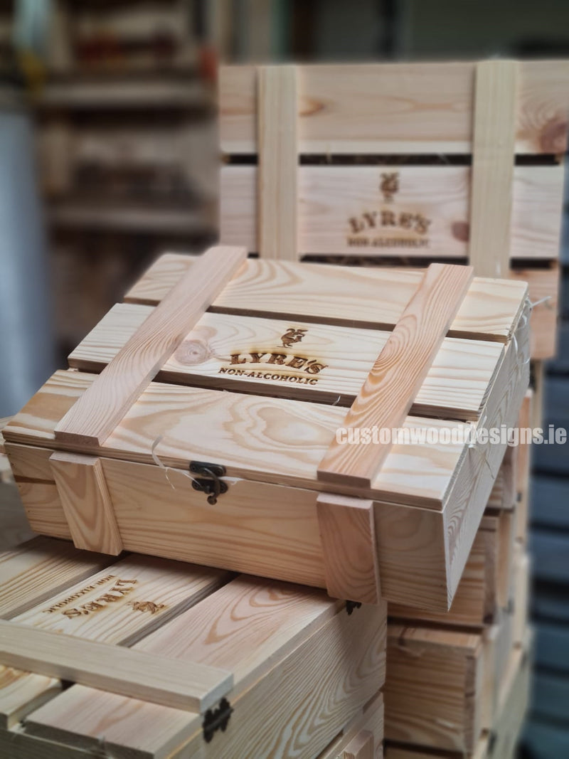 Load image into Gallery viewer, Rustic 3 Bottle Box - Natural x 25 Corporate Gift Box with Wood Wool Custom Wood Designs __label: Multibuy box corporate gift hamper triple wine box wood wool LYE826_1
