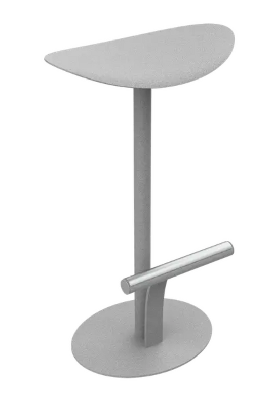 Gray Fermob Bolder Bar Stool with a sleek metal frame and powder-coated finish for outdoor seating.