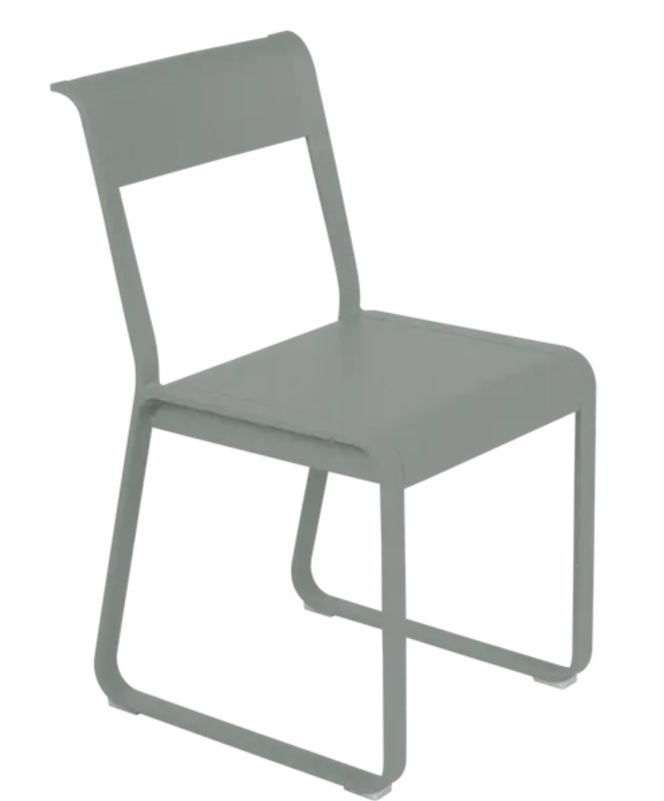 Load image into Gallery viewer, Lapili grey Fermob Bellevie Chair V2, modern metal outdoor chair with sleek design and armrests.

