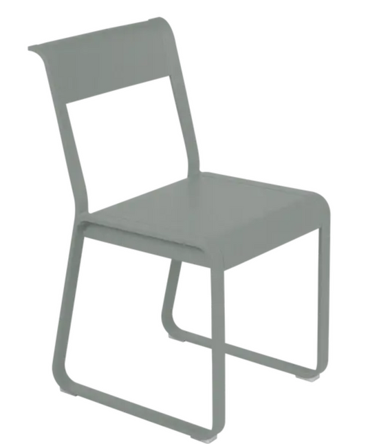 Lapili grey Fermob Bellevie Chair V2, modern metal outdoor chair with sleek design and armrests.