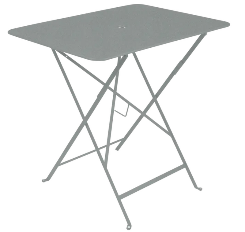 Load image into Gallery viewer, Lapili Grey Fermob foldable bistro table measuring 77 x 57 cm, made of metal, suitable for outdoor use.

