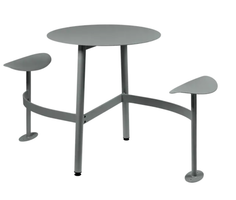 Load image into Gallery viewer, Fermob BOLDER 2-seater round outdoor table with integrated seating, grey metal garden furniture for outdoor patio or garden space
