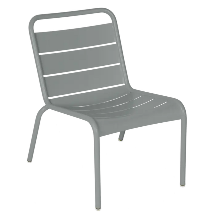 Load image into Gallery viewer, Lapili grey Fermob Luxembourg lounge chair with metal frame, outdoor furniture design, ideal for relaxing outdoor spaces
