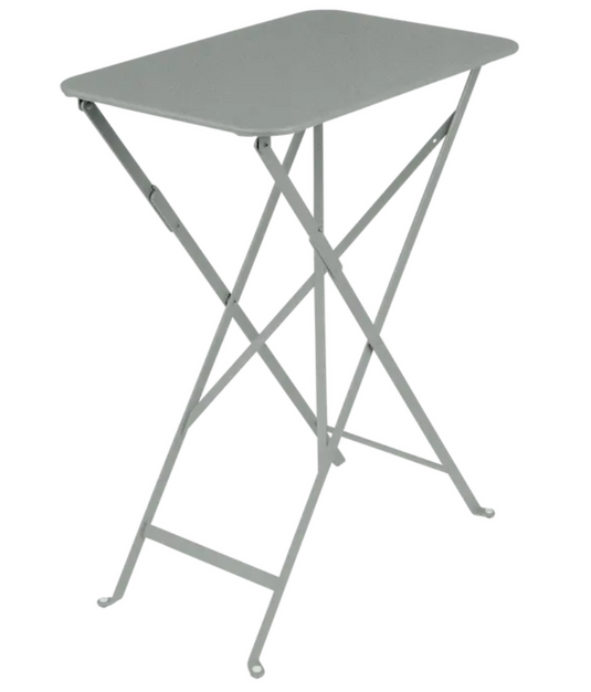 Fermob Lapili grey rectangular foldable metal bistro table, 57x37cm, outdoor steel design for cafe or patio use