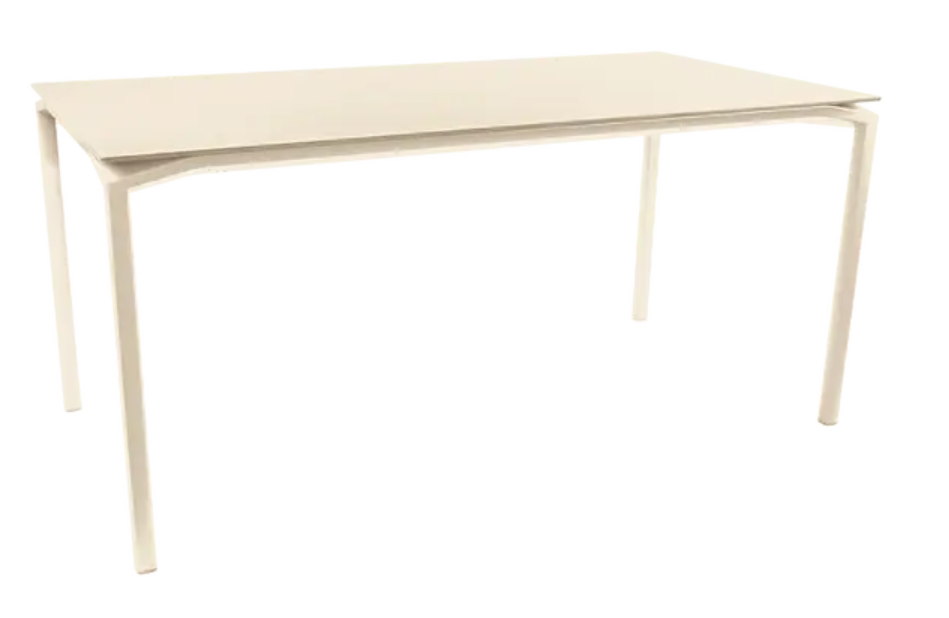 Fermob CALVI rectangular kitchen table in latte beige, 160x80 cm, six-seater with sturdy tabletop and modern design.