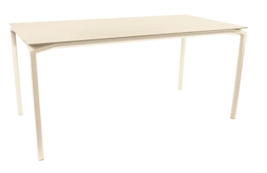 Fermob CALVI rectangular kitchen table in latte beige, 160x80 cm, six-seater with sturdy tabletop and modern design.