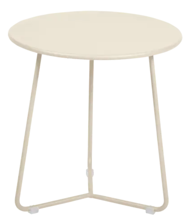 Load image into Gallery viewer, Latte beige Fermob small occasional table with a round Ø34cm top, featuring a modern, minimalist design.
