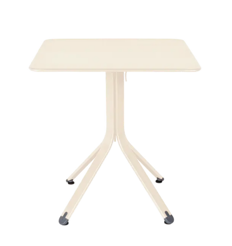 Load image into Gallery viewer, Fermob Rest'O folding outdoor table in Latte Beige, 71x71cm metal table for patio or garden use.
