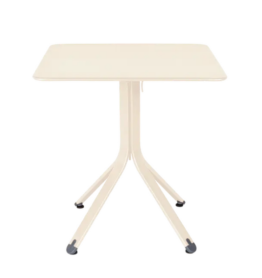 Fermob Rest'O folding outdoor table in Latte Beige, 71x71cm metal table for patio or garden use.