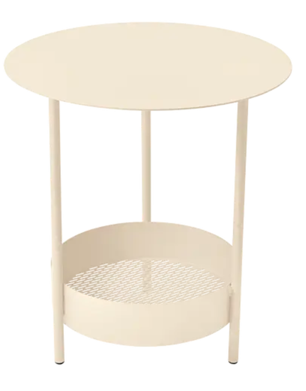 Load image into Gallery viewer, Latte beige Salsa pedestal side table by Fermob, outdoor furniture piece with a sleek, modern design and sturdy base.
