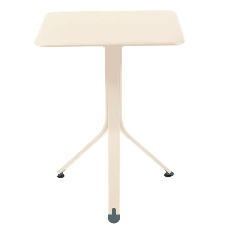 Load image into Gallery viewer, Latte beige Fermob Rest'O folding outdoor table, 57x57cm, made of metal, suitable for patio or garden use.
