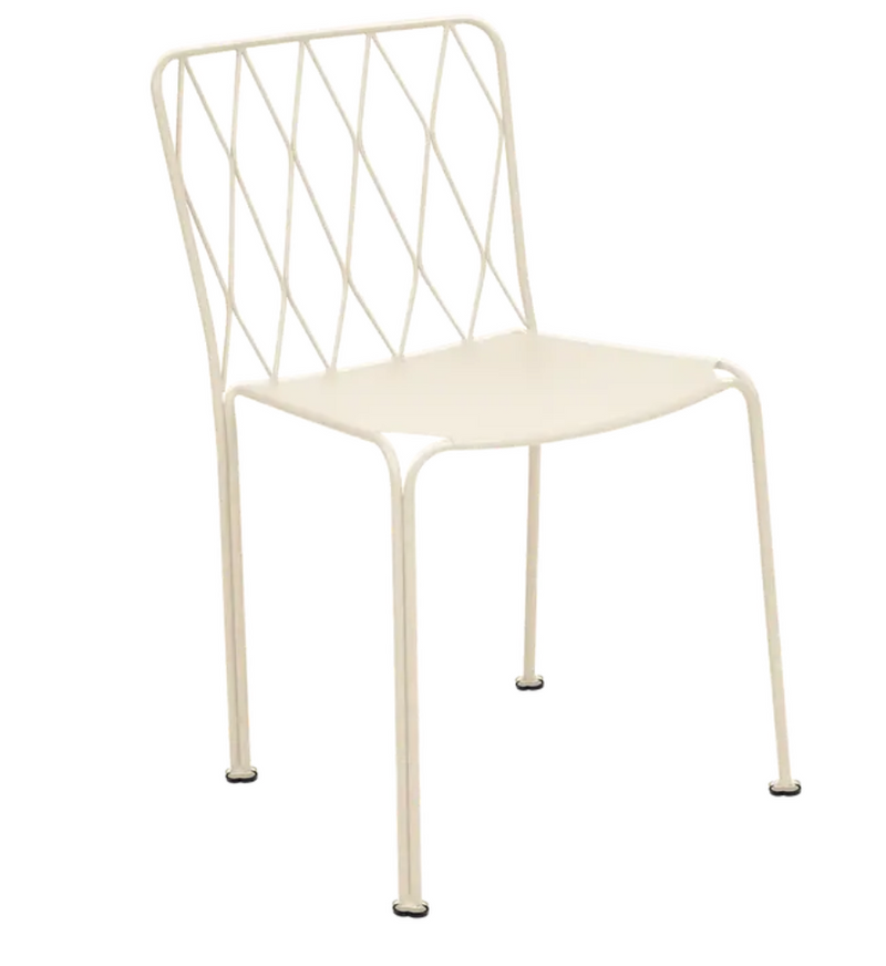Load image into Gallery viewer, Stackable Fermob outdoor metal chair in Latte Beige, designed for patio or restaurant outdoor furniture, showcasing a sleek metal design.
