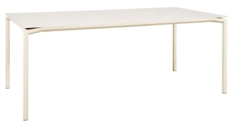 Load image into Gallery viewer, Fermob CALVI AERIS mineral dining table in latte color, 195x95 cm, eight-seater with sleek tabletop design.
