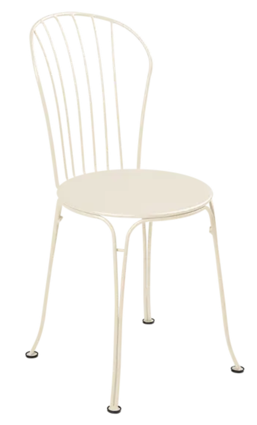 Load image into Gallery viewer, Fermob OPÉRA+ outdoor metal chair in latte color, featuring a sleek, modern design for restaurant or patio seating.
