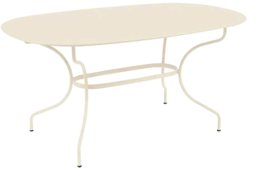 Fermob OPÉRA+ oval metal outdoor table, 160x90 cm, six-seater with a modern design, suitable for patio or garden use