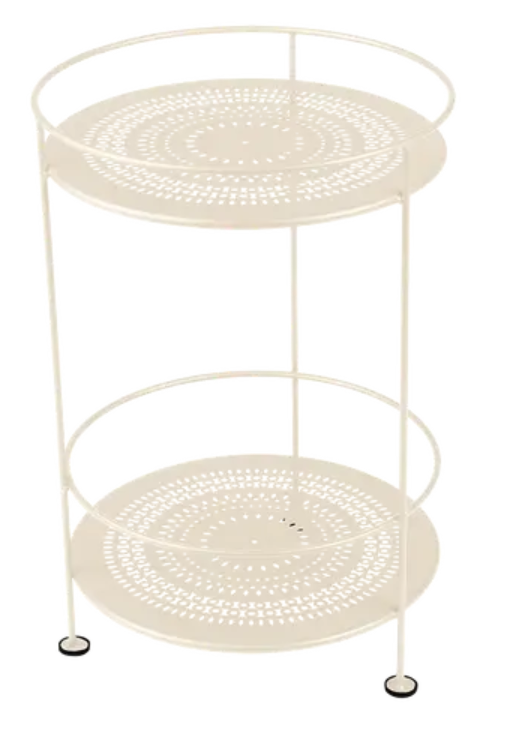 Load image into Gallery viewer, Fermob Guinguette side table with perforated double top in metal, featuring a stylish, perforated design and a sturdy structure.

