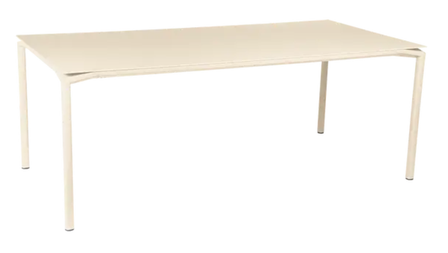 Fermob Calvi rectangular outdoor dining table in latte beige, 195 x 95 cm, eight-seater with sleek modern design