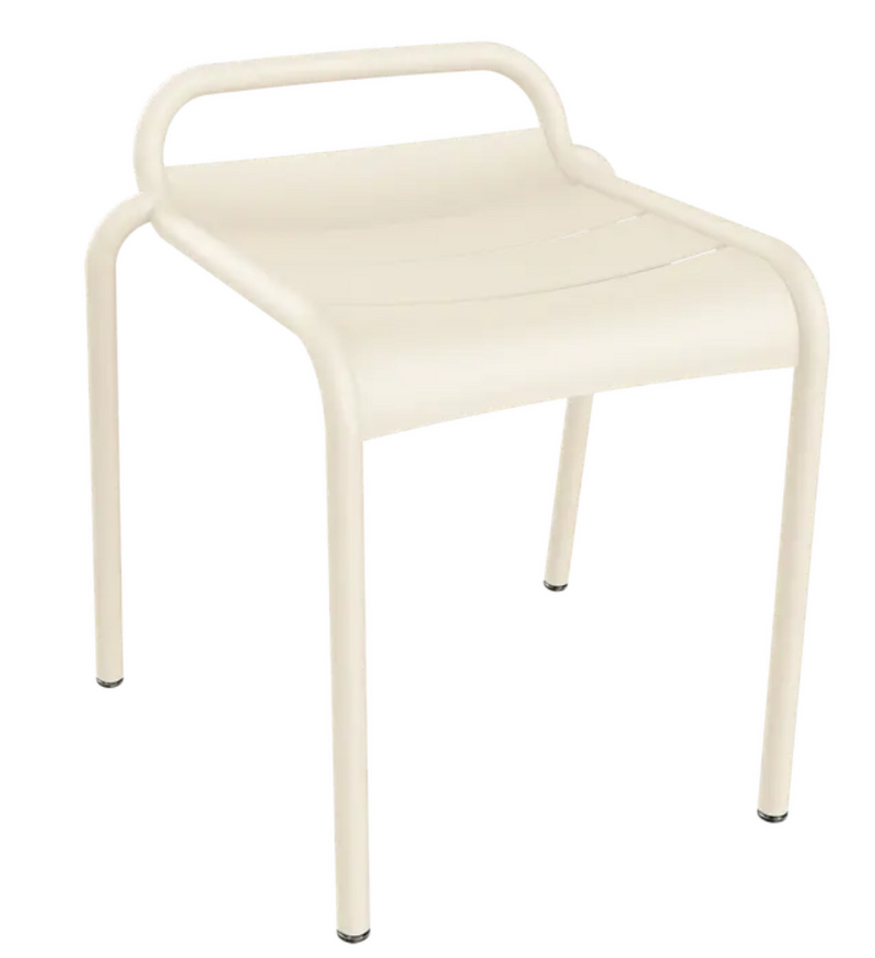 Load image into Gallery viewer, Latte beige Fermob Luxembourg outdoor stool for dining or patio use, featuring a sleek, modern design in outdoor furniture setting.
