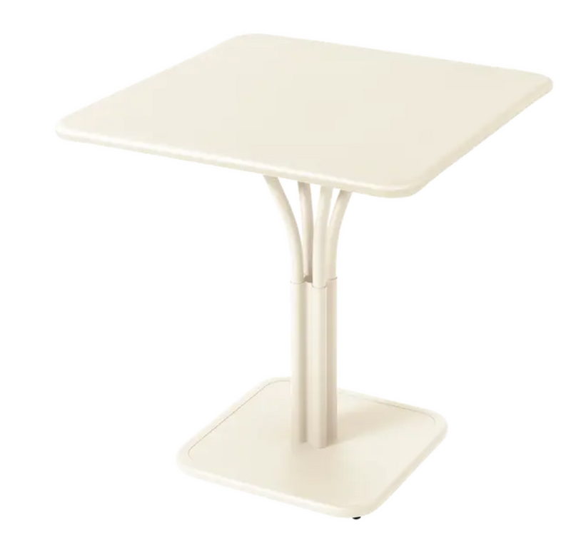 Load image into Gallery viewer, Fermob Luxembourg metal table in latte beige with solid aluminum top, ideal for outdoor dining and patio use
