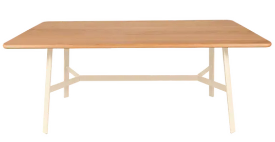 Fermob SO'O 180x90 cm oak dining table with six seats, latte beige finish, sturdy wood construction for stylish dining space