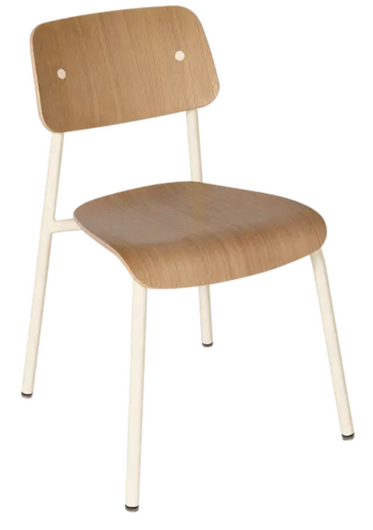 Latte beige Fermob Studie oak chair with a sleek wooden design, suitable for office, restaurant, or home use.