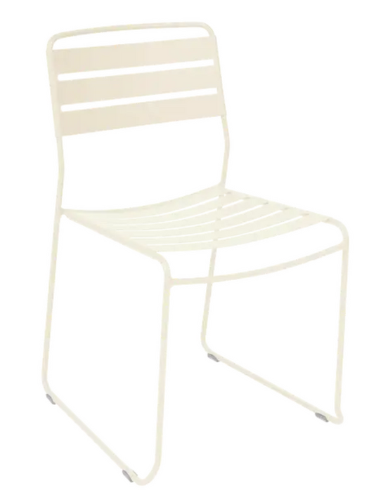 Fermob Surprising outdoor chair in latte color, designed for patio or restaurant outdoor seating.