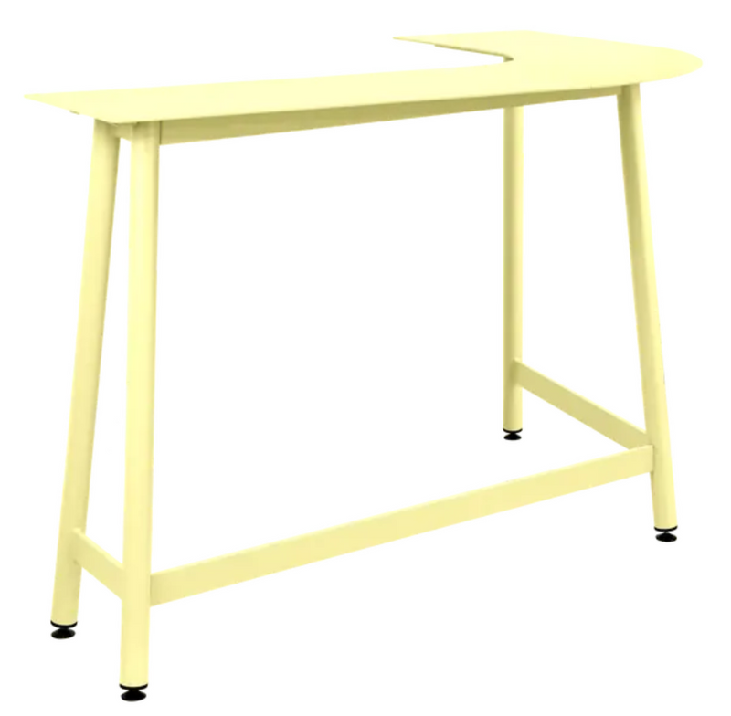 Load image into Gallery viewer, Fermob Bolder Corner Counter bar stool in yellow, outdoor metal furniture, two-seater garden bench with foxed metal finish.
