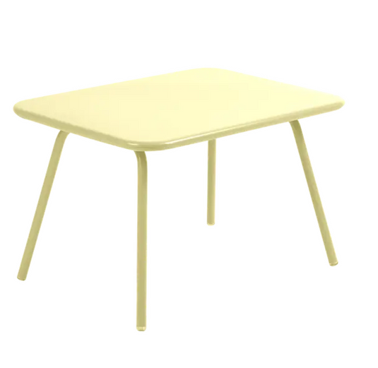 Fermob Luxembourg Kid Table in yellow, a children's table with a modern design, suitable for play or small activities.
