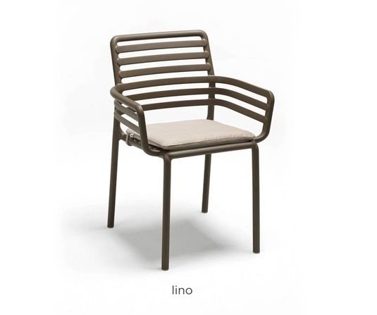 Sunbrella Doga armchair cushion by Nardi, featuring soft fabric and ergonomic design for outdoor seating comfort.