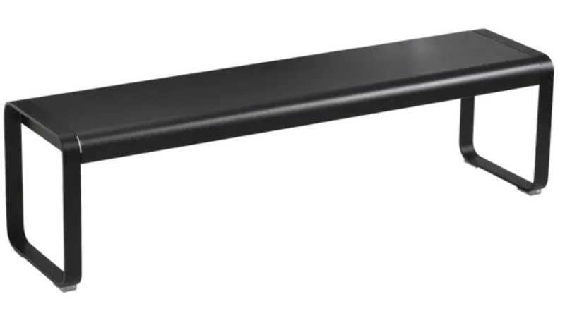 Load image into Gallery viewer, Fermob Bellevie outdoor bench in liquorice color, featuring a sleek metal design perfect for garden or patio seating.
