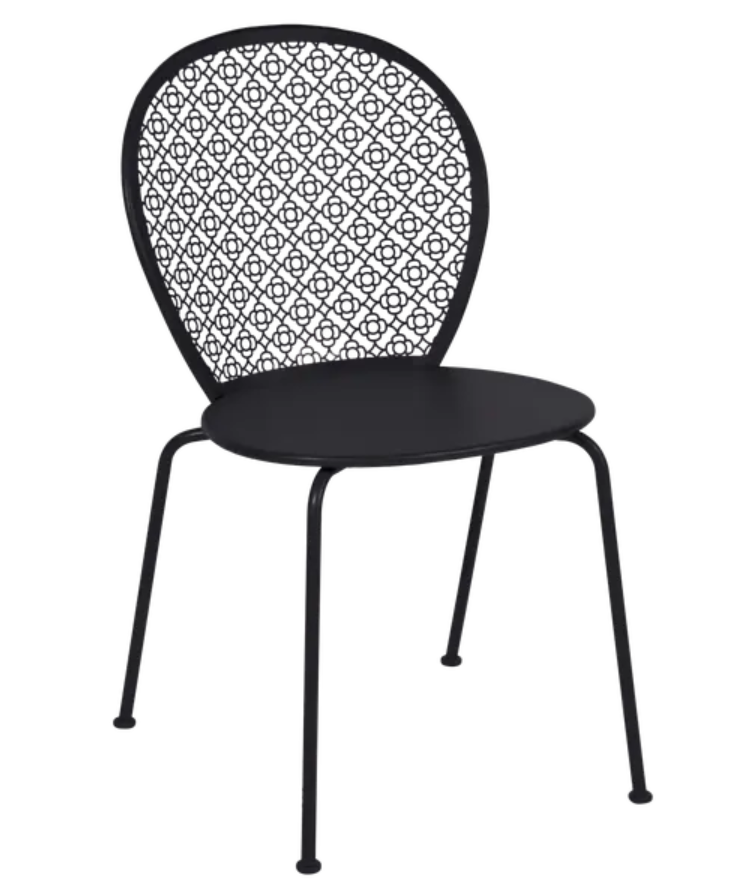 Load image into Gallery viewer, Colorful Fermob Lorette Chair, outdoor metal chair with Liquorice finish, designed for stylish outdoor furniture use.
