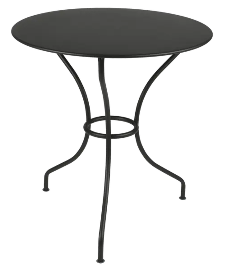 Load image into Gallery viewer, Fermob OPÉRA+ outdoor metal table with 67 cm diameter in liquorice color, suitable for patio or restaurant outdoor seating.
