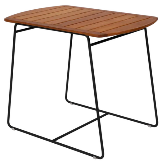 Fermob Surprising Teak Table, 90x60cm, outdoor furniture with natural teak surface and modern design, shown on a patio setting.