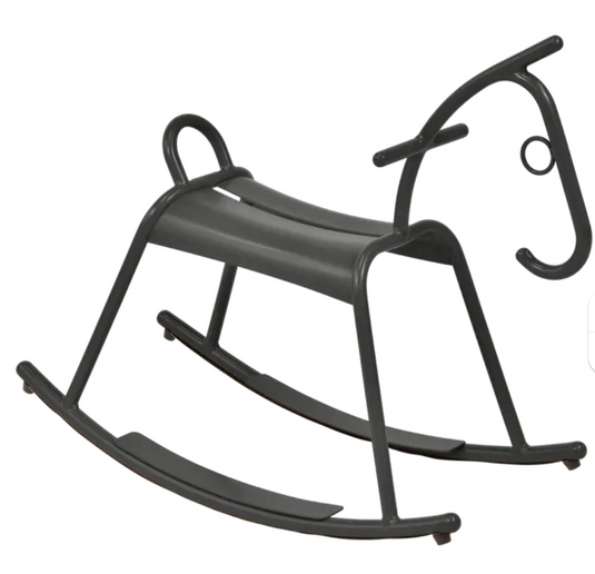 Fermob ADADA rocking horse in Liquorice White, designed for kids' restaurant corner and waiting area furniture.