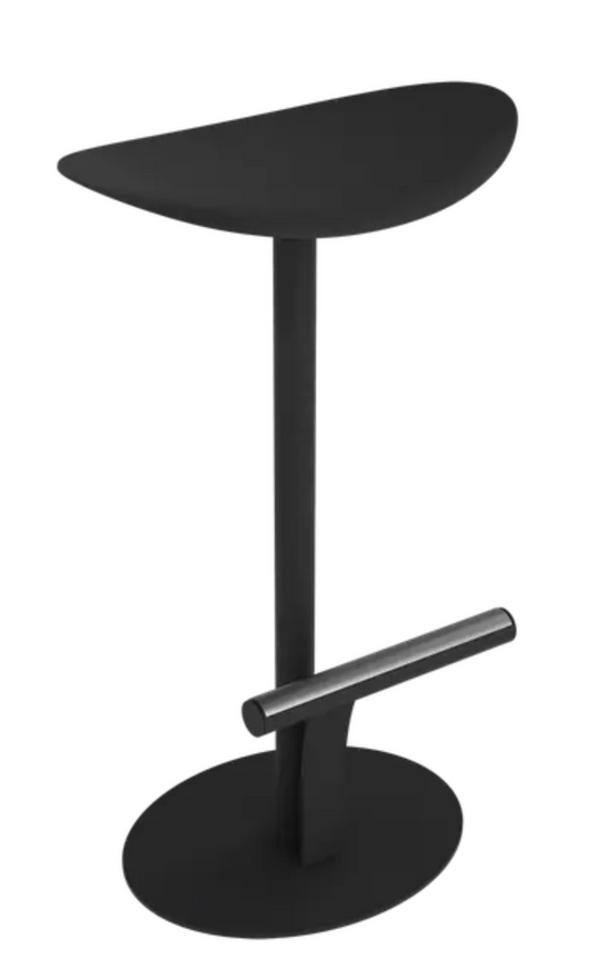 Fermob Bolder Bar Stool in liquorice color with powder-coated metal finish, outdoor seating for stylish patio or bar area.