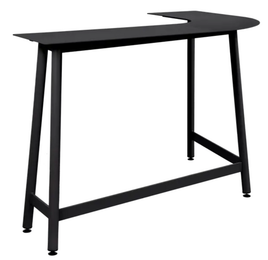 Fermob Bolder Corner Counter bar stool in Liquorice color, outdoor metal furniture with a two-seater design and modern style.