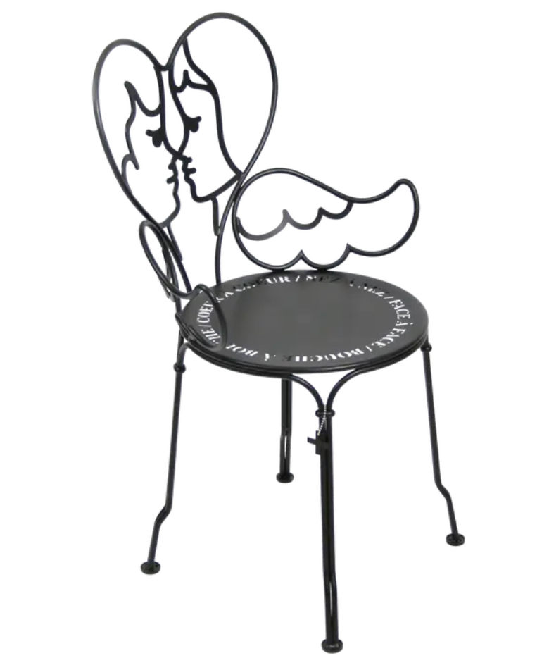 Load image into Gallery viewer, Fermob ANGE metal chair in Liquorice color, outdoor furniture with sleek, modern design and sturdy metal construction.

