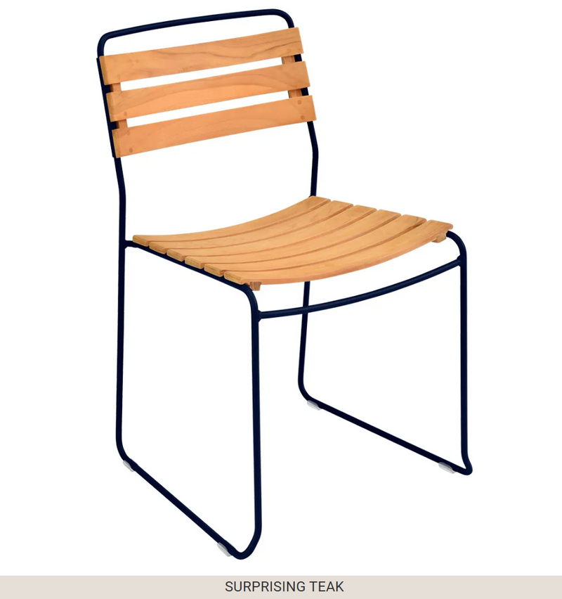 Load image into Gallery viewer, Fermob Surprising Teak Chair, outdoor metal chair with a sleek liquorice finish, designed for stylish outdoor seating.
