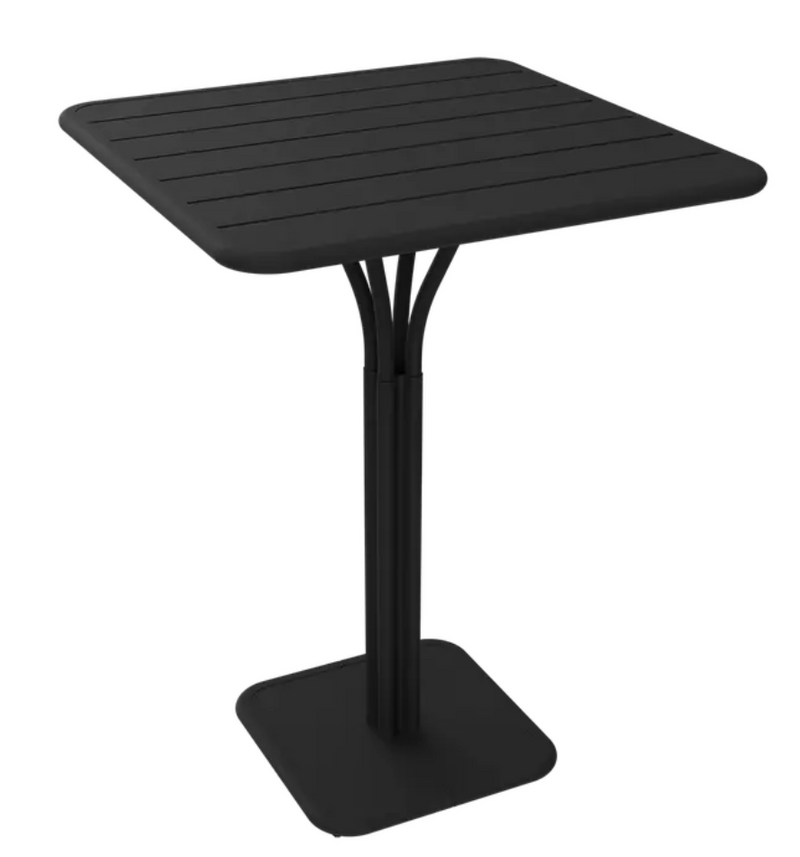 Load image into Gallery viewer, Luxembourg high pedestal metal table by Fermob, 80x80 cm, with Liquorice finish, outdoor-ready outdoor furniture
