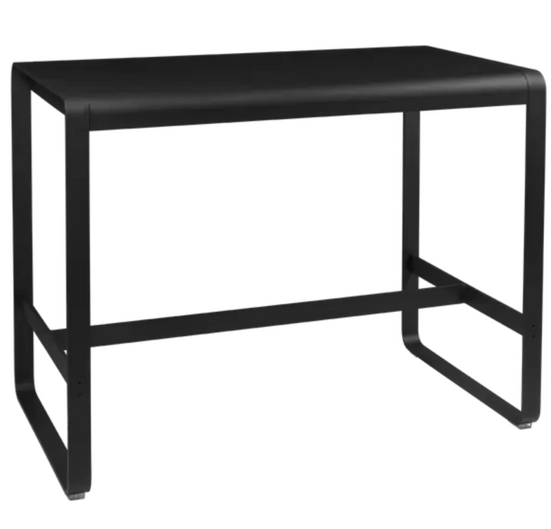 Load image into Gallery viewer, Fermob Bellevie high lounge table in Liquorice color, outdoor metal furniture with 140x80 cm tabletop.
